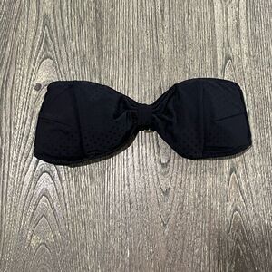 NWOT Victoria’s Secret Bow Bikini Top Strapless Dotted Textured Black Size S